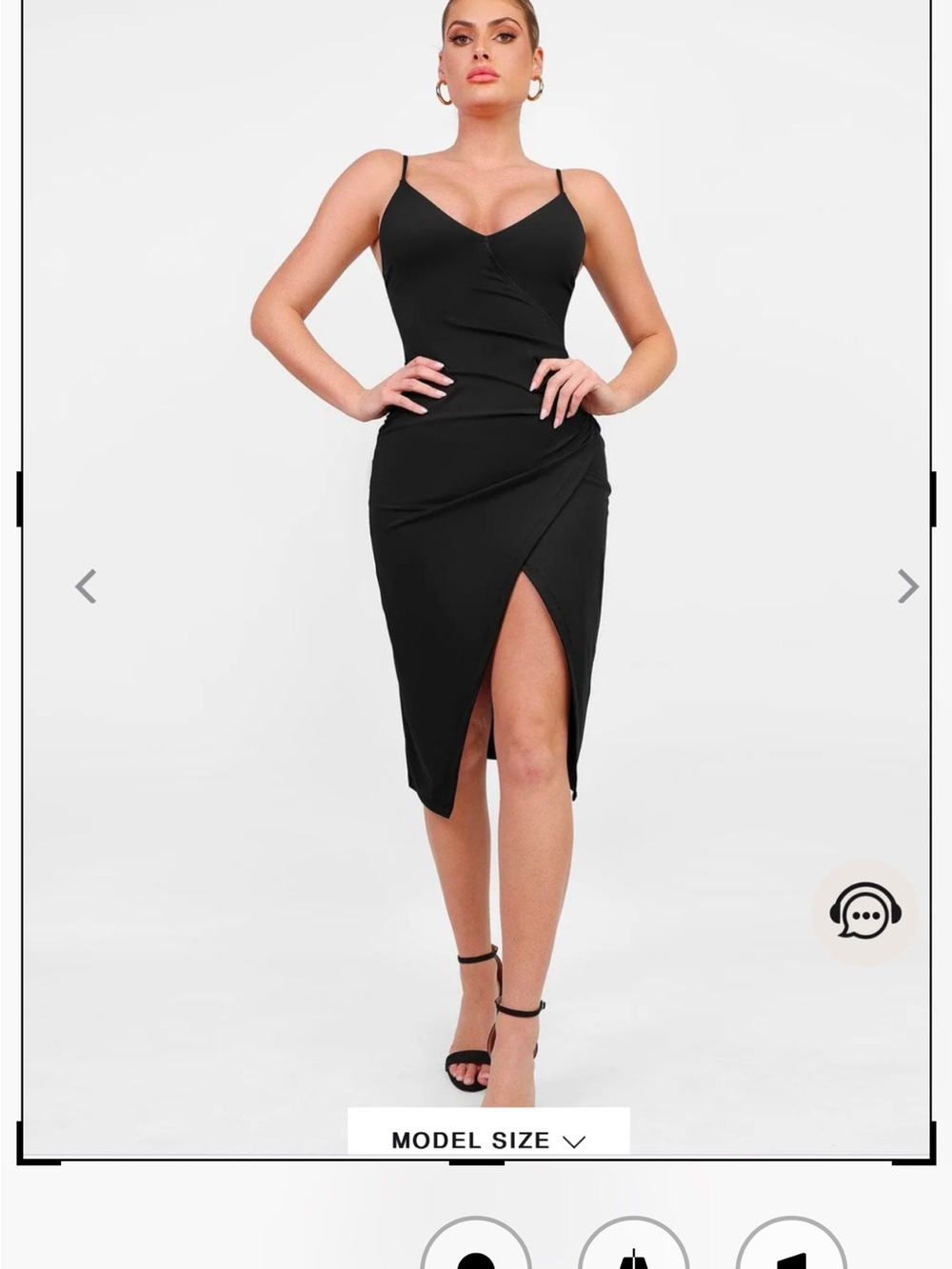 Popilush Sculpting Wrap Classic Black V-Neck Slip Midi Dress